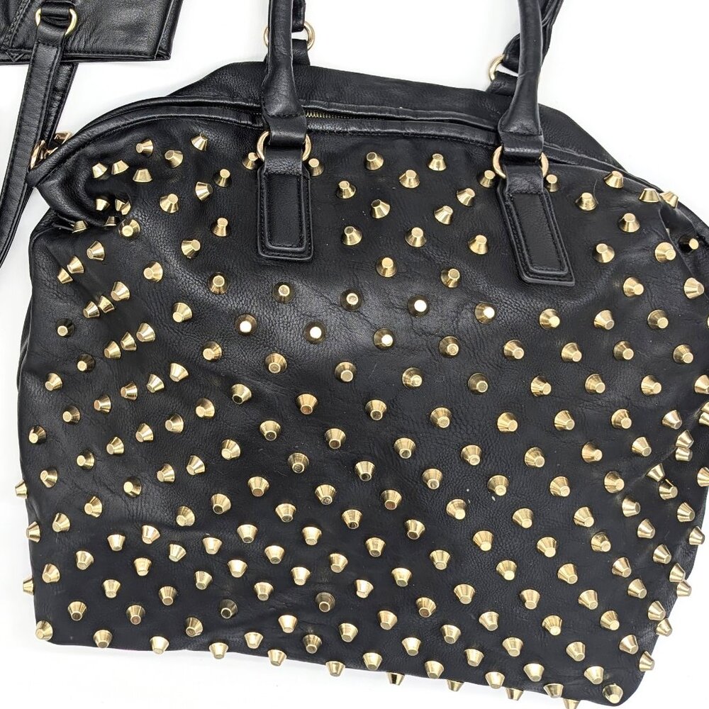Unbranded black faux leather studded tote